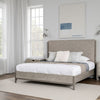 Rizvi King Bed | Upholstered Headboard | Beveled Mirror | Gray Wood