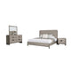 Rizvi 4pc Queen Bedroom Set | Beveled Mirror | Dresser | Gray Wood