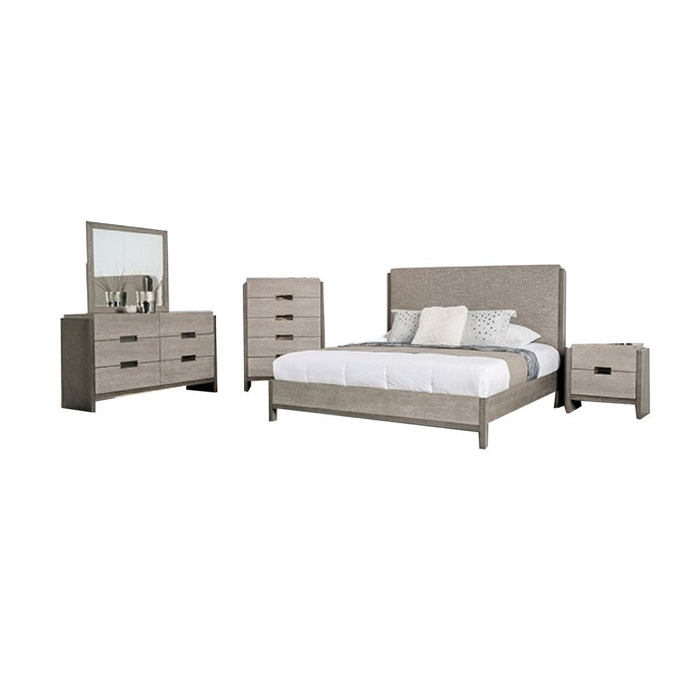 Rizvi 5pc Queen Bedroom Set | Nightstand and Chest | Gray Solid Wood