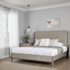 Rizvi Queen Size Bed | Upholstered Headboard | Gray | Solid Wood