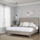 Rizvi Queen Size Bed | Upholstered Headboard | Gray | Solid Wood