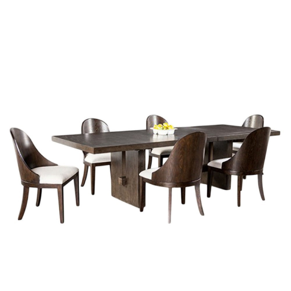 Mordy 7pc Dining Table Set | 72-90’’ Expandable Leaf | 6 Curved Chairs BM333640