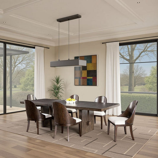 Mordy 7pc Dining Table Set | 72-90" Expandable Leaf | 6 Curved Chairs