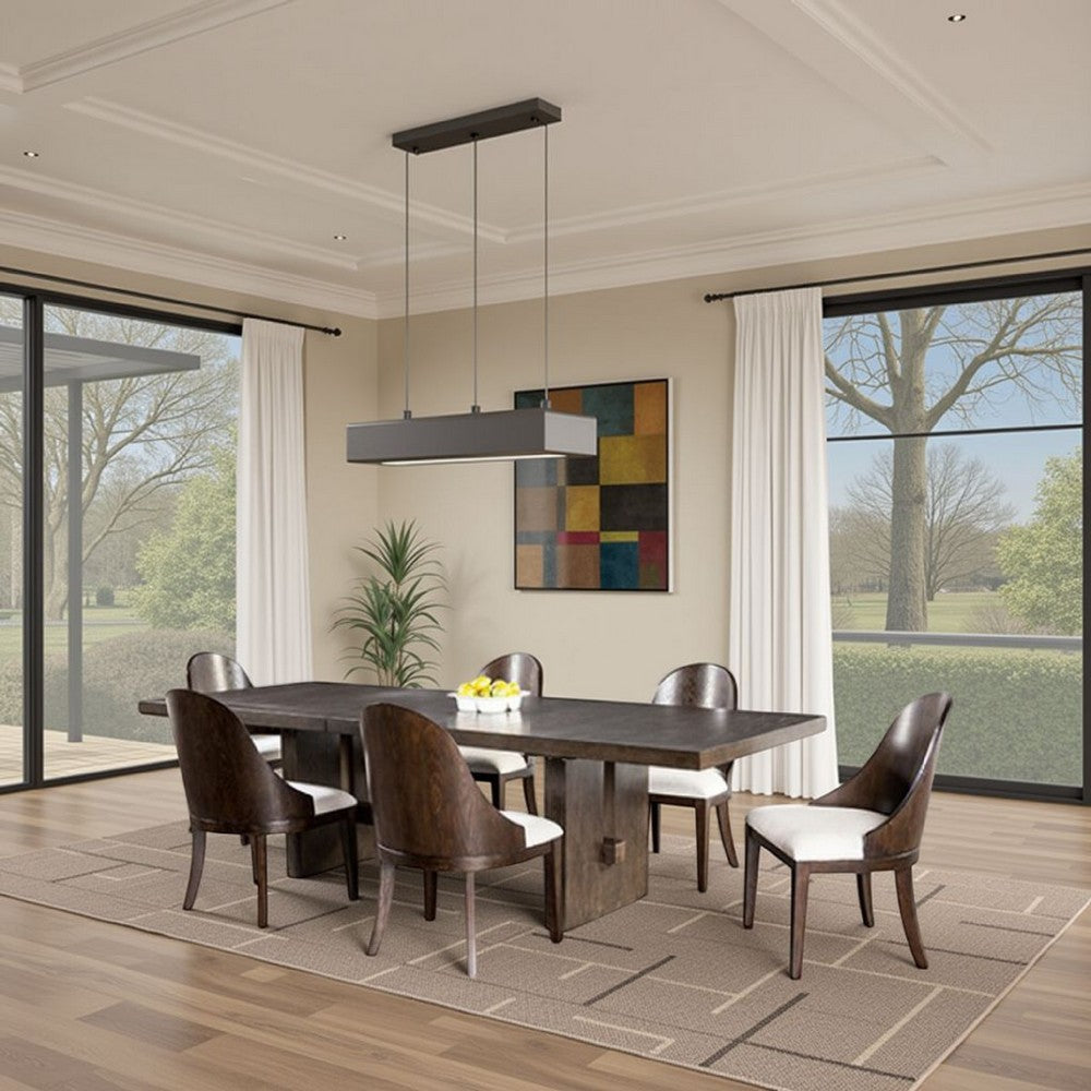 Mordy 7pc Dining Table Set | 72-90" Expandable Leaf | 6 Curved Chairs