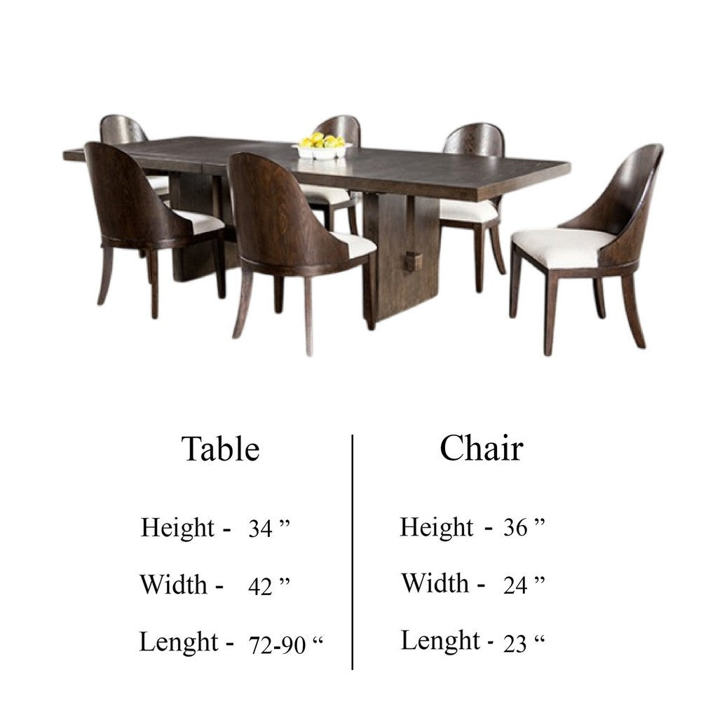 Mordy 9pc Dining Table Set | 72-90’’ Expandable Leaf | 8 Curved Chairs BM333641