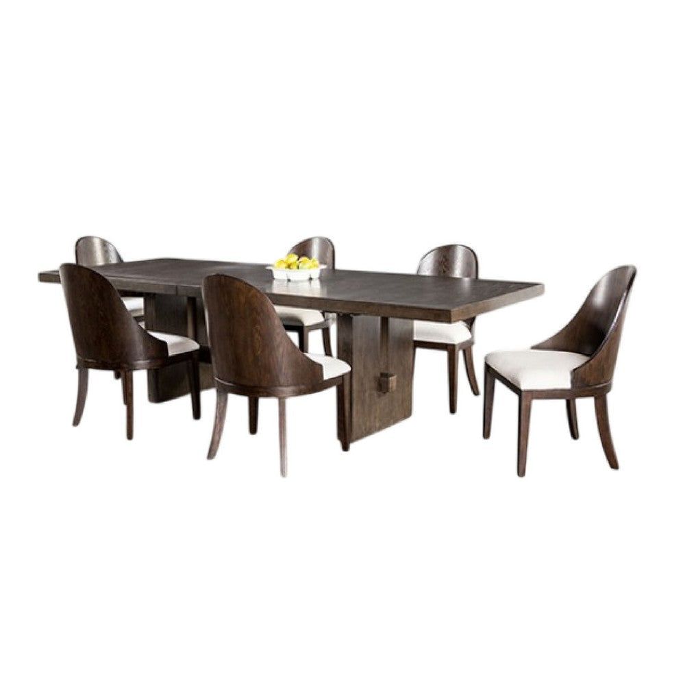 Mordy 9pc Dining Table Set | 72-90" Expandable Leaf | 8 Curved Chairs