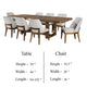 Ramie 9pc Dining Table Set | 84-102’’ Expandable Leaf | 8 White Chair
