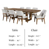 Ramie 9pc Dining Table Set | 84-102" Expandable Leaf | 8 White Chair