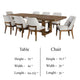 Ramie 9pc Dining Table Set | 84-102" Expandable Leaf | 8 White Chair