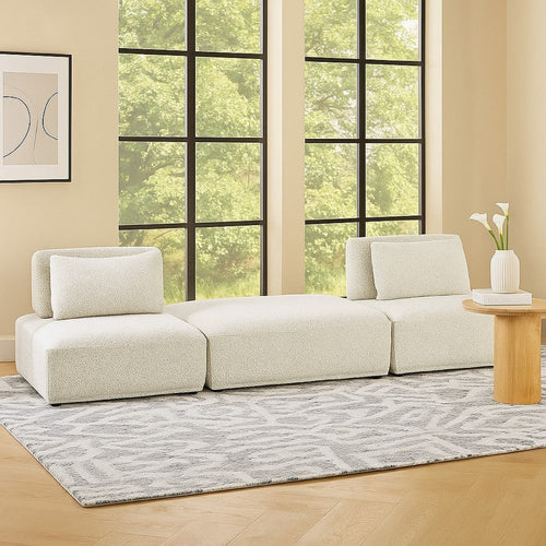 Stavan 2 Seat Modular Sofa | Ottoman | Gray Boucle Adjustable Back