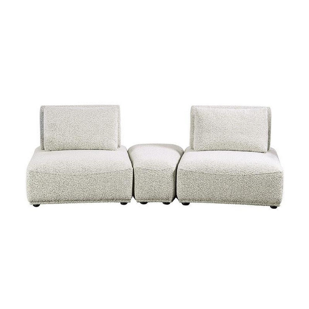 Stavan Modular Curved 2 Seat Sofa | Ottoman Gray Boucle | Adjustable BM333649