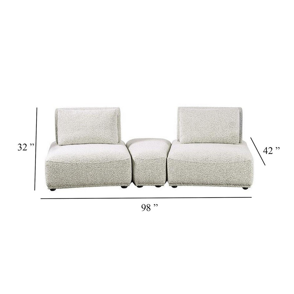 Stavan Modular Curved 2 Seat Sofa | Ottoman Gray Boucle | Adjustable BM333649
