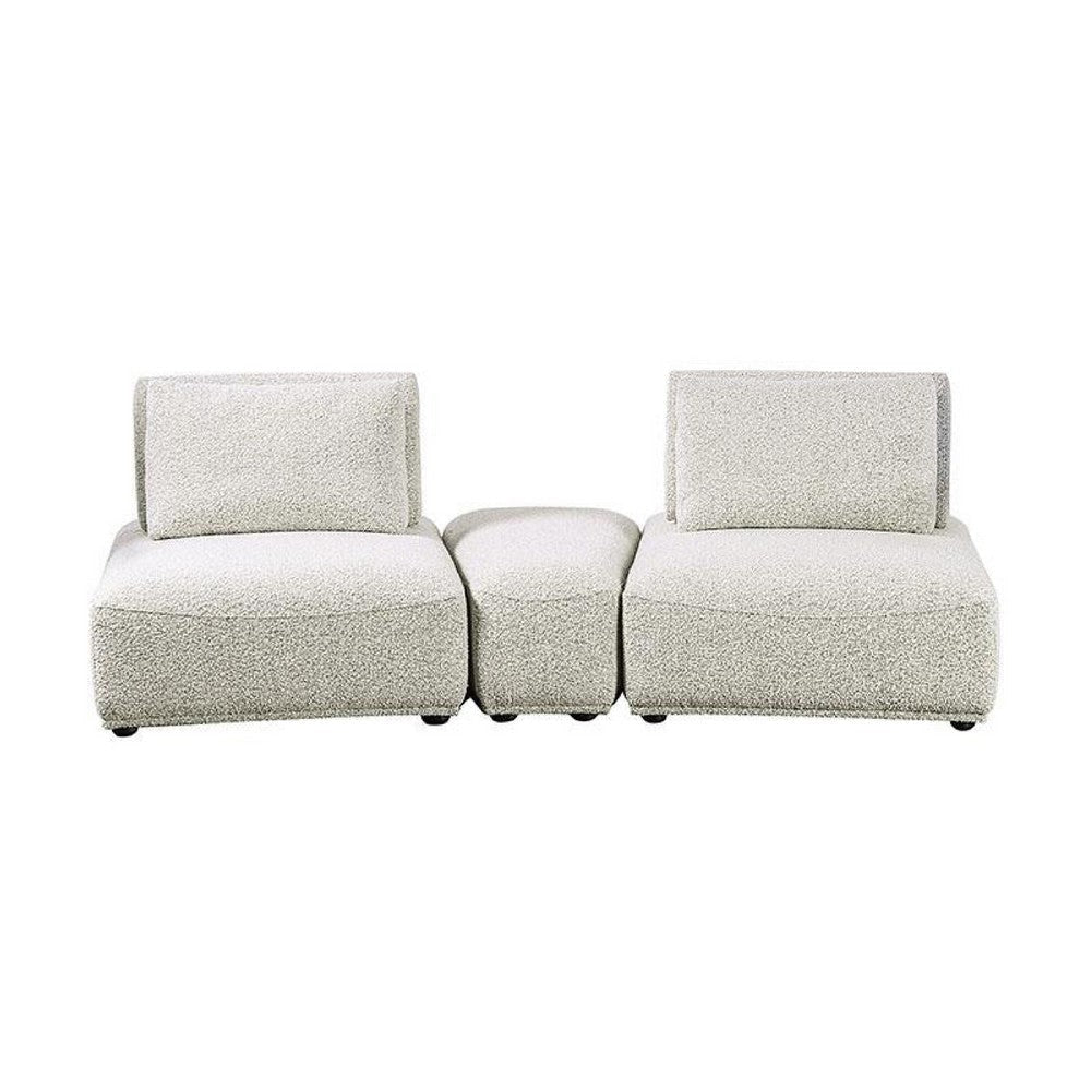 Stavan Modular Curved 2 Seat Sofa | Ottoman Gray Boucle | Adjustable