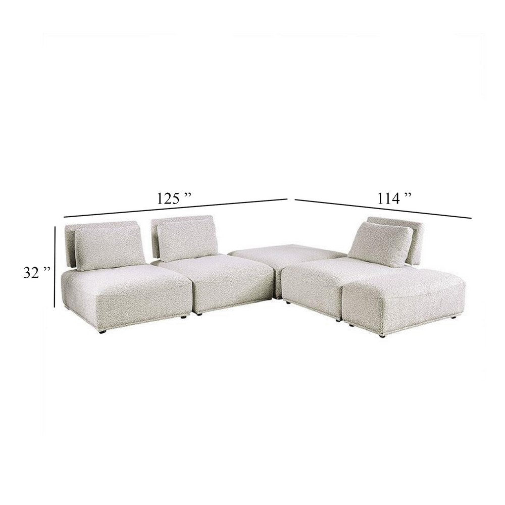 Stavan Modular L Sectional Sofa | Light Gray Boucle | Adjustable Back BM333651