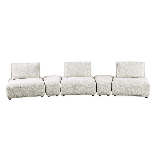 Stavan Modular Curved 3 Seater Sofa | Gray Boucle | Adjustable Back