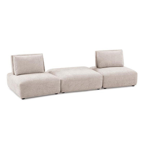 Stavan Modular 2 Seat Sofa | Square Ottoman Light Brown Boucle 114"