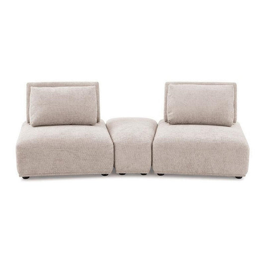 Stavan Modular Curved 2 Seat Sofa | Light Brown Boucle Adjustable Back