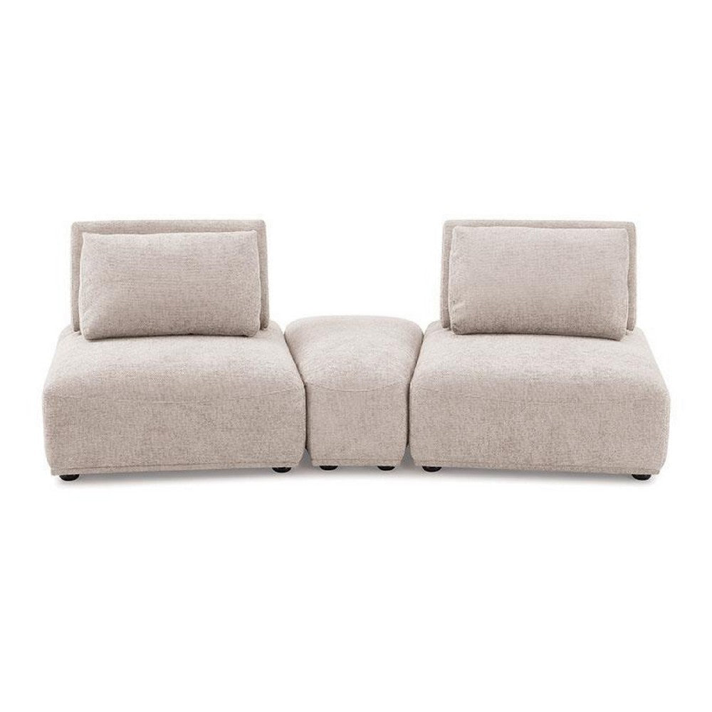 Stavan Modular Curved 2 Seat Sofa | Light Brown Boucle Adjustable Back