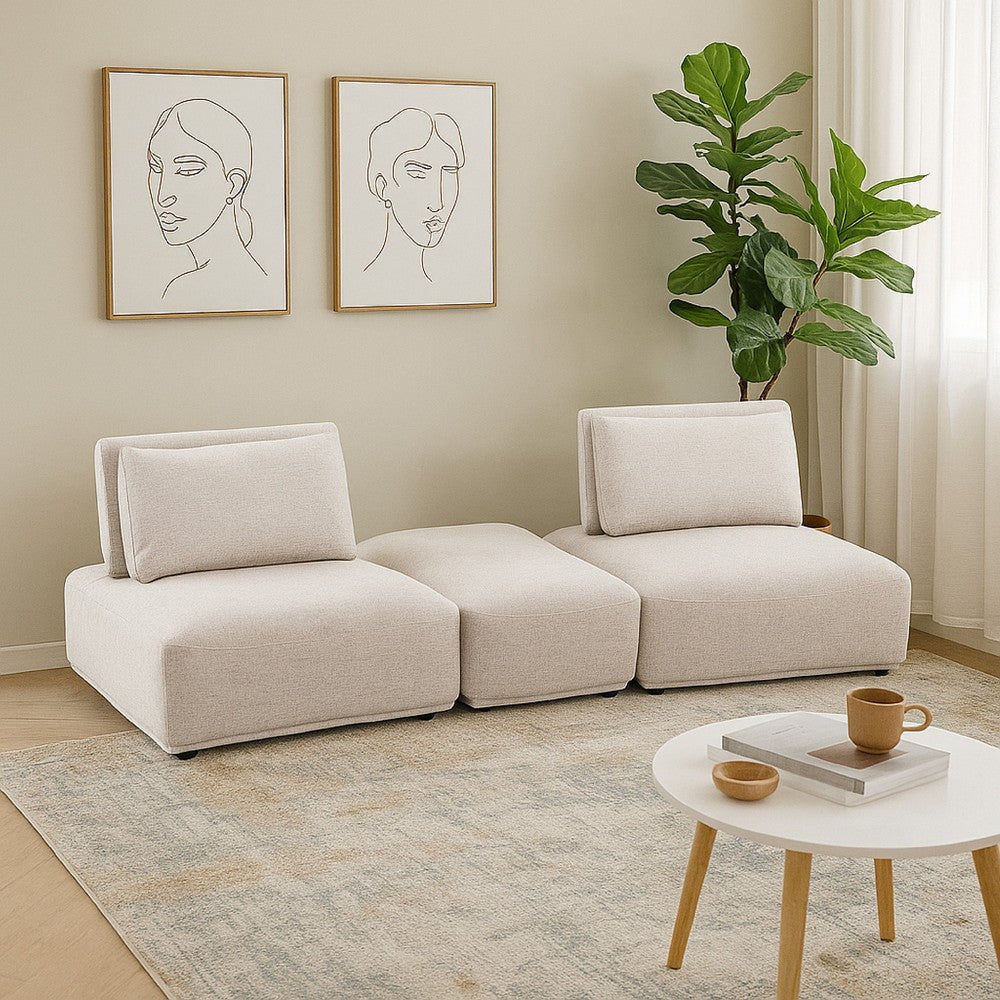 Stavan Modular Curved 2 Seater Sofa | Light Brown Adjustable Backs