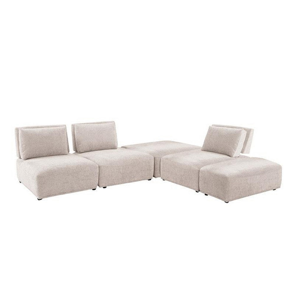 Stavan Modular L Sectional Sofa | Light Brown Boucle | Adjustable Back