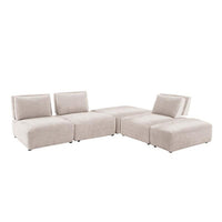 Stavan Modular L Sectional Sofa | Light Brown Boucle | Adjustable Back