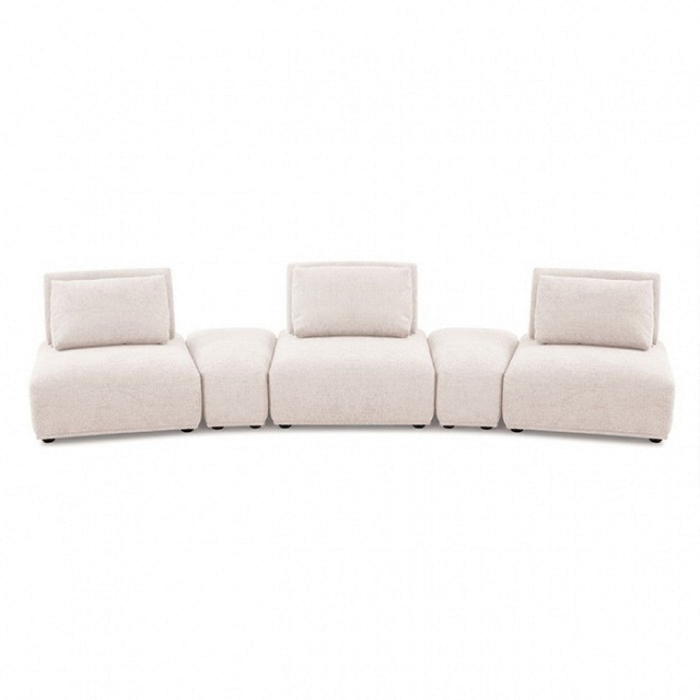 Stavan Modular Curved 3 Seat Sofa | Light Brown Boucle Adjustable Back