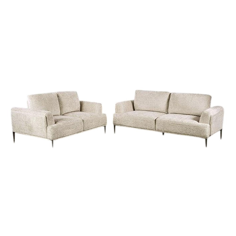Batty Sofa and Loveseat Set | Light Brown Chenille | Adjustable Back BM333692