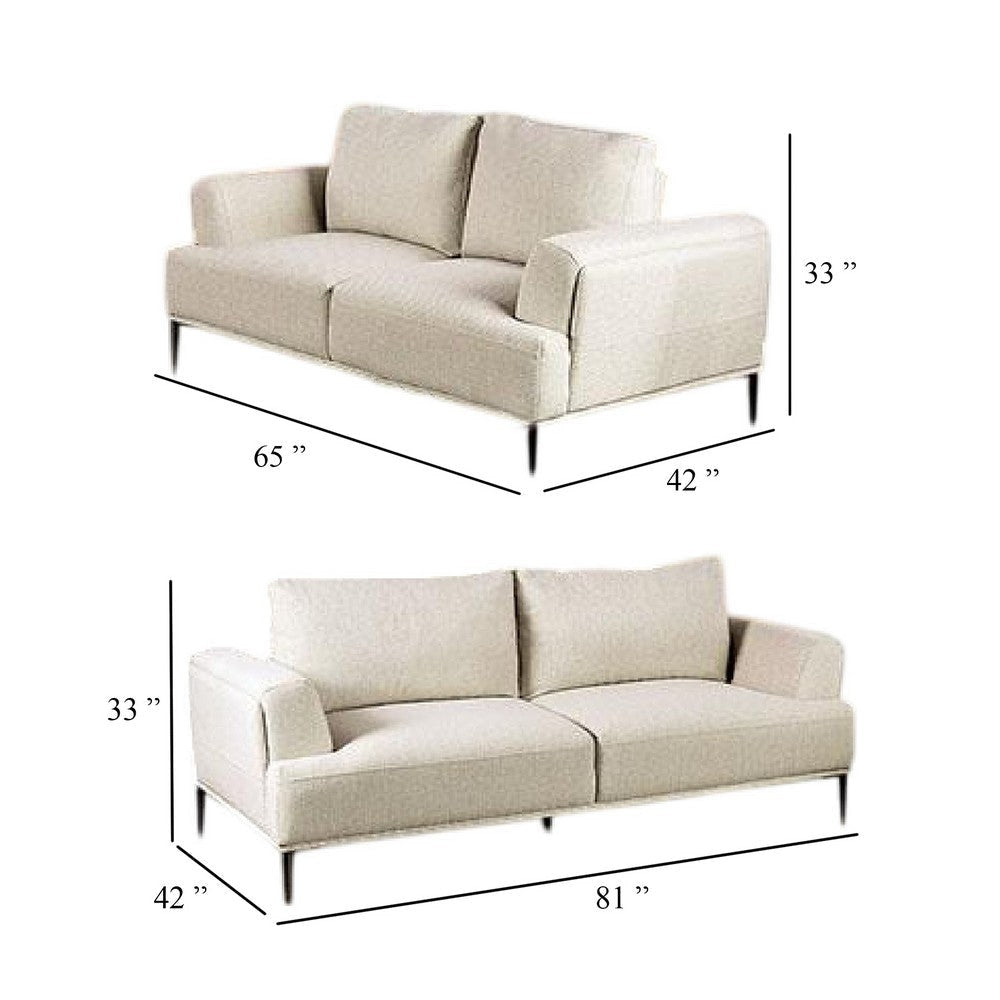 Batty Sofa and Loveseat Set | Light Brown Chenille | Adjustable Back BM333692