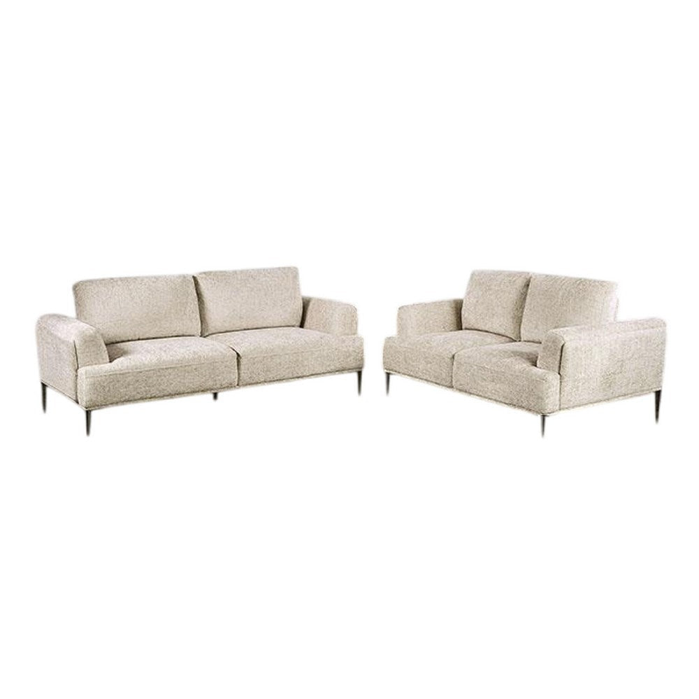 Batty Sofa and Loveseat Set | Light Brown Chenille | Adjustable Back BM333692