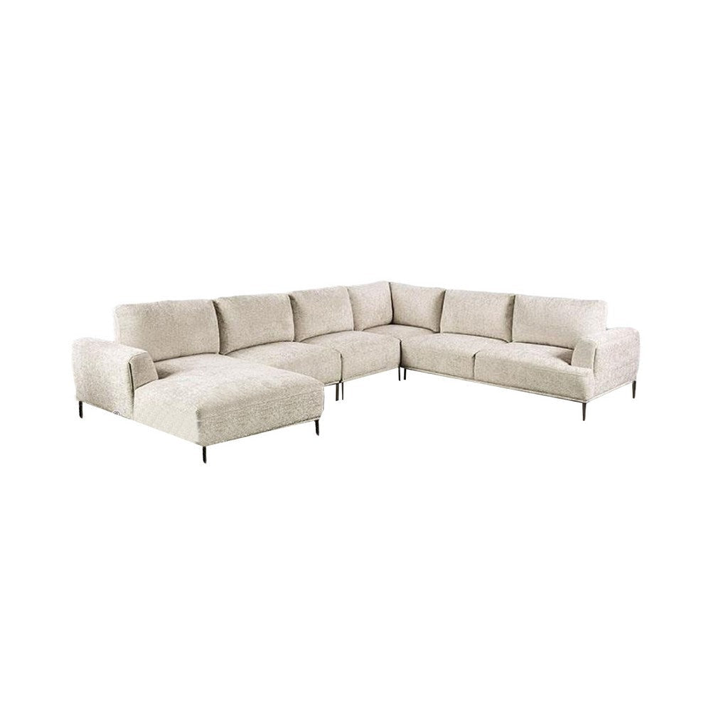 Batty J Sectional Sofa | Light Brown Chenille 147’’ | Adjustable Back BM333693