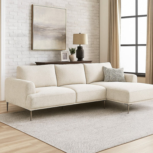 Batty L Sectional Chaise Sofa | Brown Chenille 113" | Adjustable