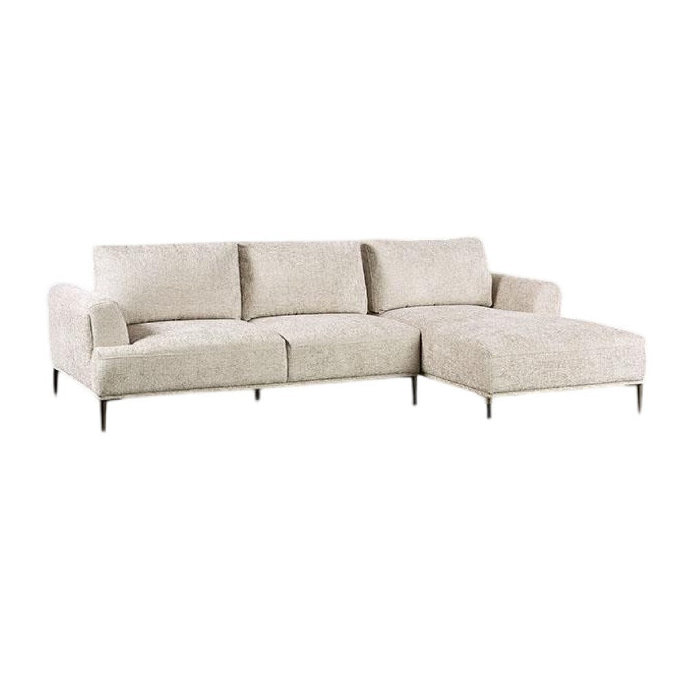 Batty L Sectional Chaise Sofa | Brown Chenille 113" | Adjustable