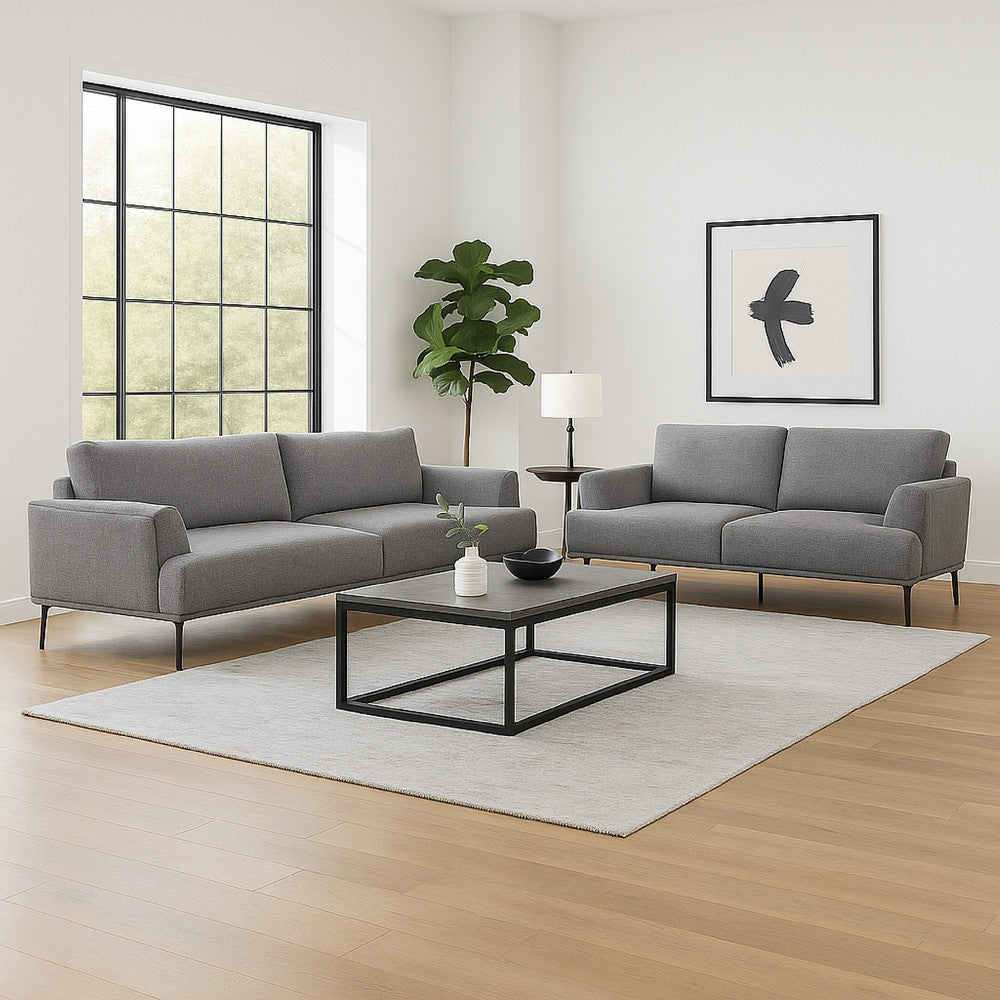 Batty 2pc Sofa and Loveseat Set | Modern Gray Chenille | Adjustable