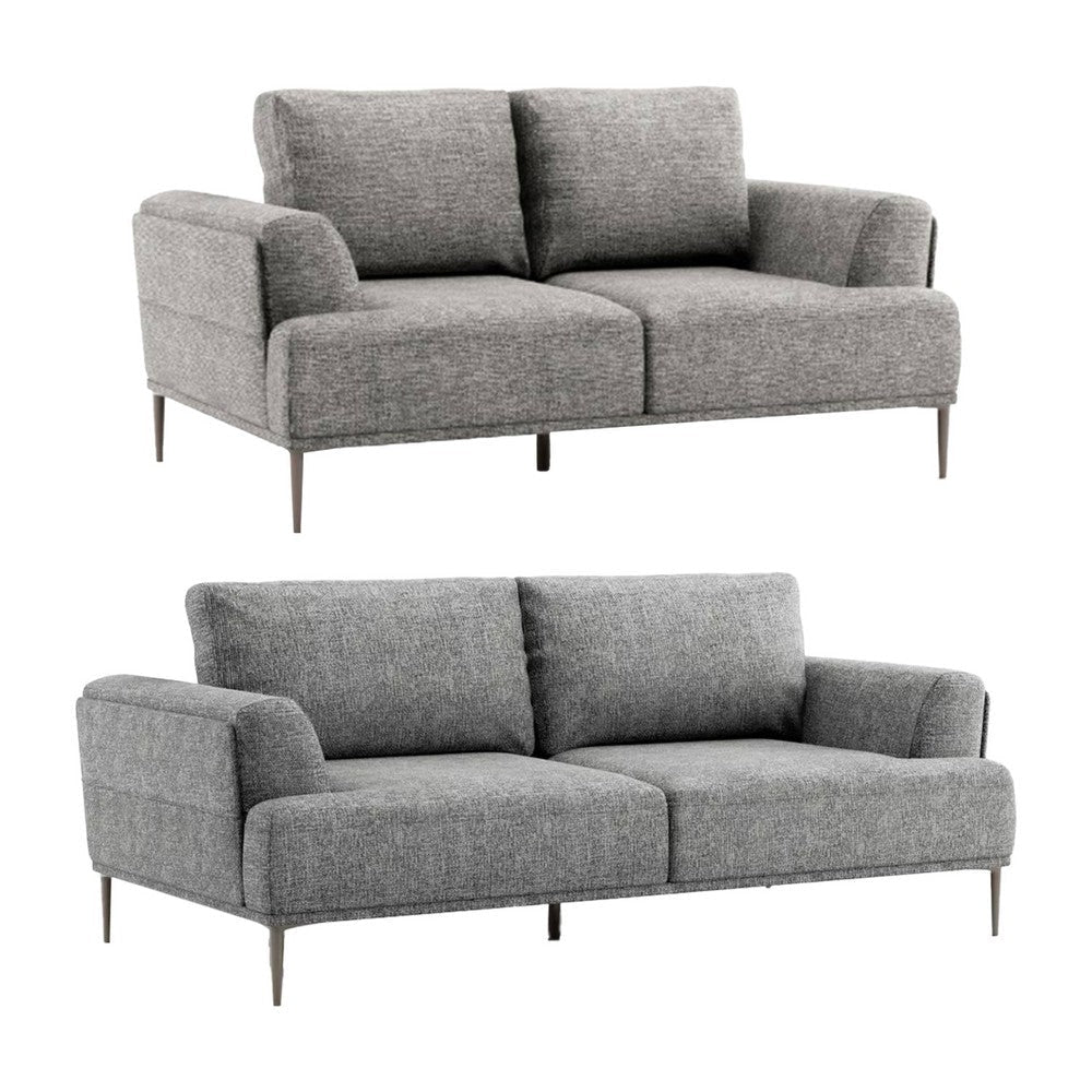 Batty 2pc Sofa and Loveseat Set | Modern Gray Chenille | Adjustable BM333698