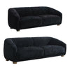 Oliver 2pc Sofa and Loveseat Set | Round Sloped Arms | Black Chenille