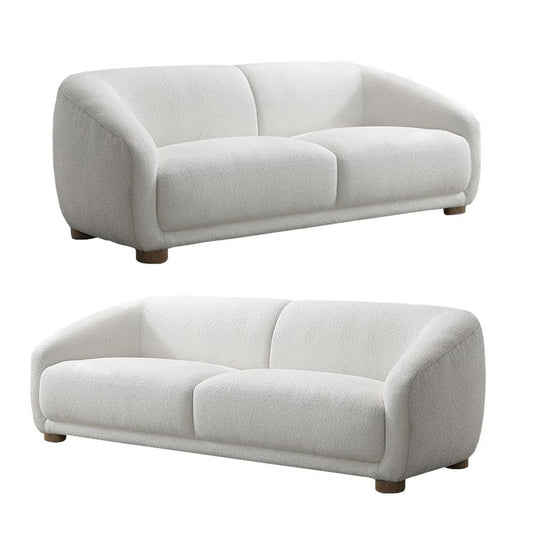 Oliver 2pc Sofa Loveseat Set | Round Sloped Arms | Soft White Boucle