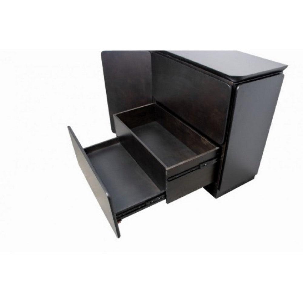 Ziva Sideboard Buffet Console | Drawers Doors | 71’’ Black Solid Wood BM333702