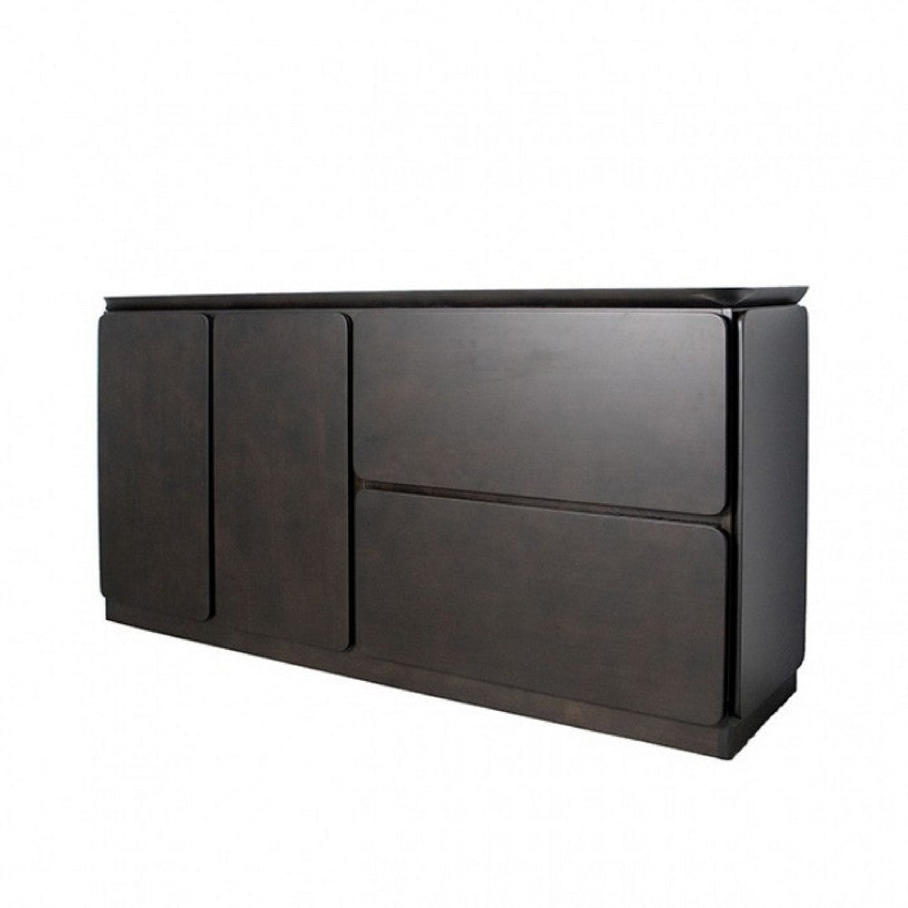Ziva Sideboard Buffet Console | Drawers Doors | 71’’ Black Solid Wood BM333702