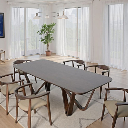 Niva Dining Table | 95" Rectangular | Walnut Brown Solid Rubberwood