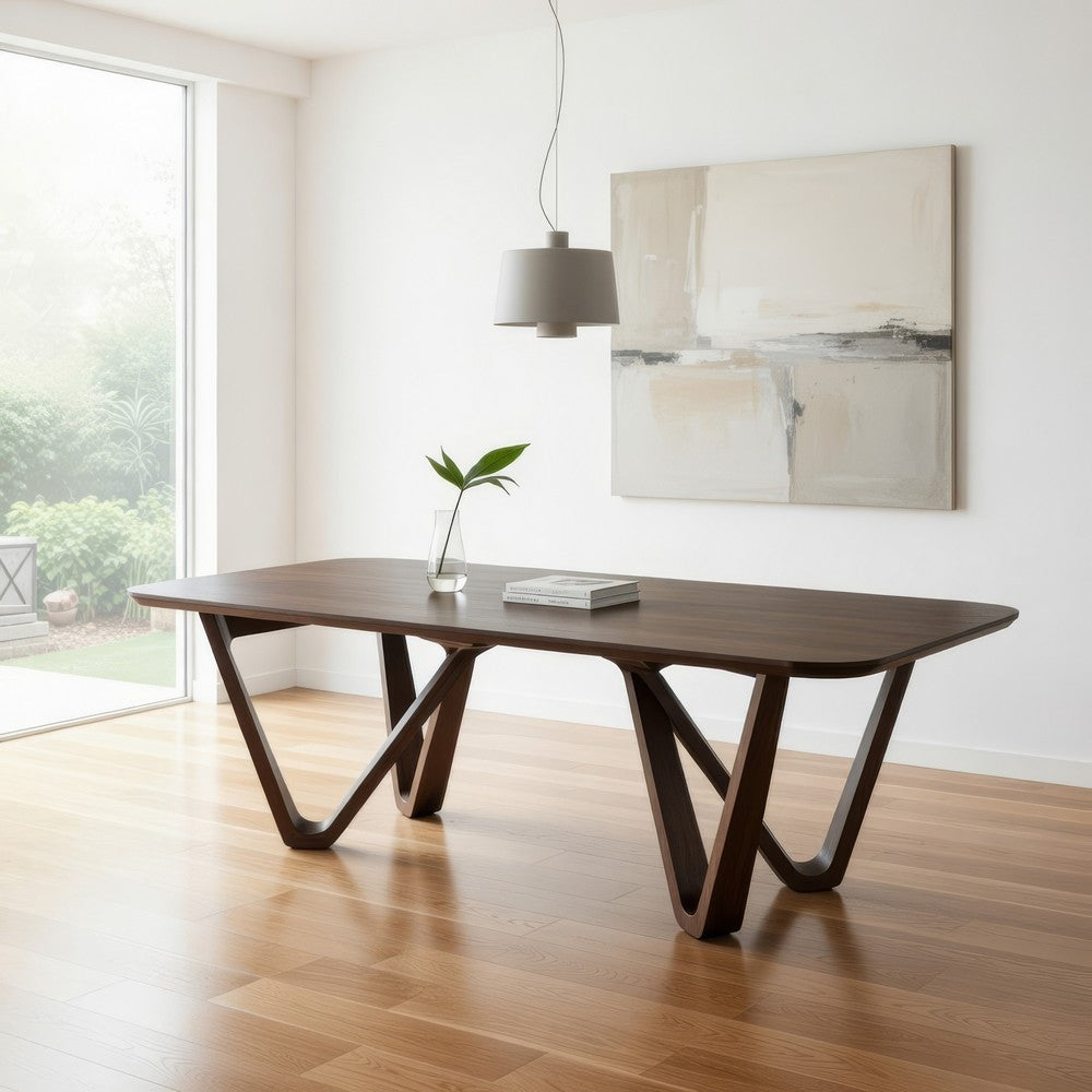 Niva Dining Table | 95" Rectangular | Walnut Brown Solid Rubberwood