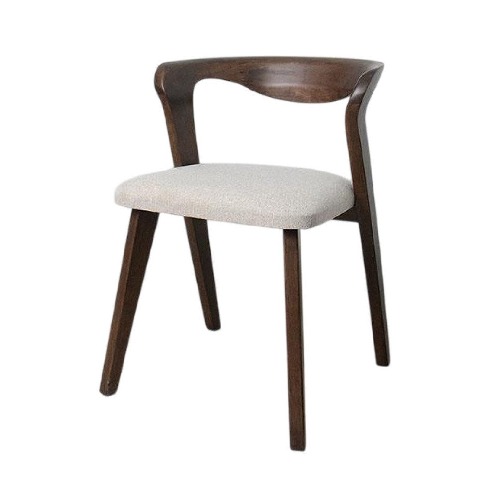Vyva Dining Side Chair Set of 2 Ivory Seat Walnut Brown Rubberwood BM333705