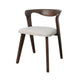 Vyva Dining Side Chair Set of 2 Ivory Seat Walnut Brown Rubberwood BM333705