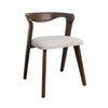 Vyva Dining Side Chair Set of 2, Ivory Seat, Walnut Brown Rubberwood