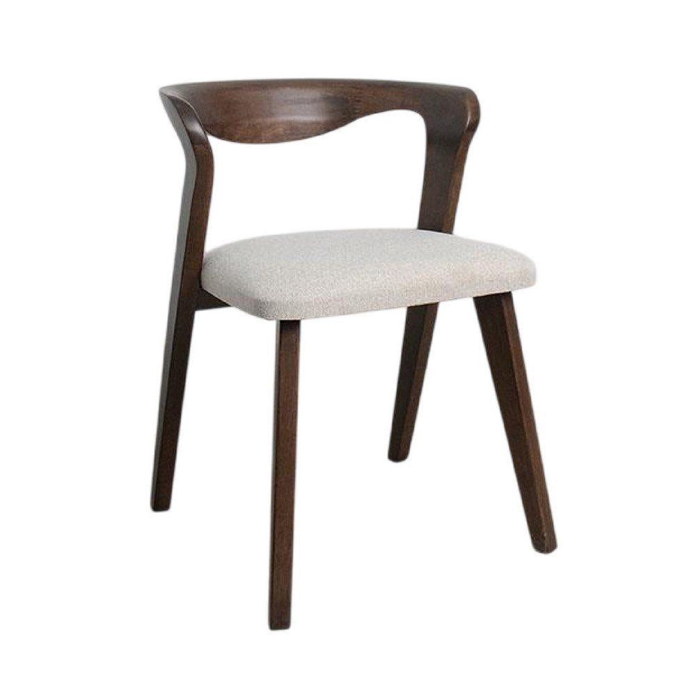 Vyva Dining Side Chair Set of 2, Ivory Seat, Walnut Brown Rubberwood
