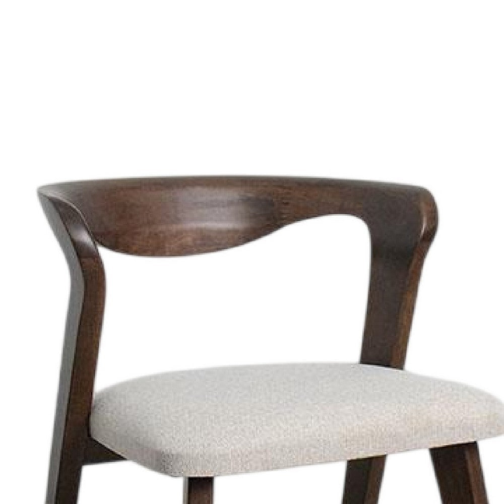 Vyva Dining Side Chair Set of 2 Ivory Seat Walnut Brown Rubberwood BM333705