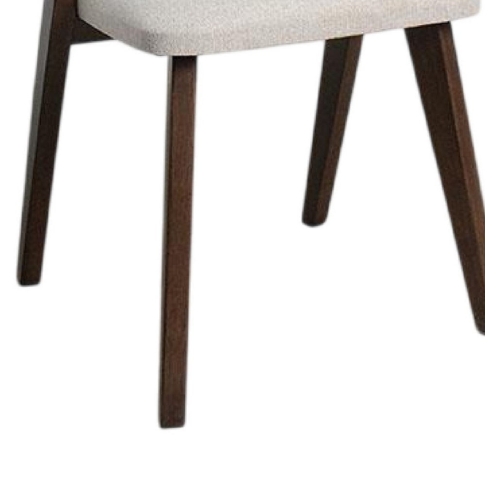 Vyva Dining Side Chair Set of 2 Ivory Seat Walnut Brown Rubberwood BM333705