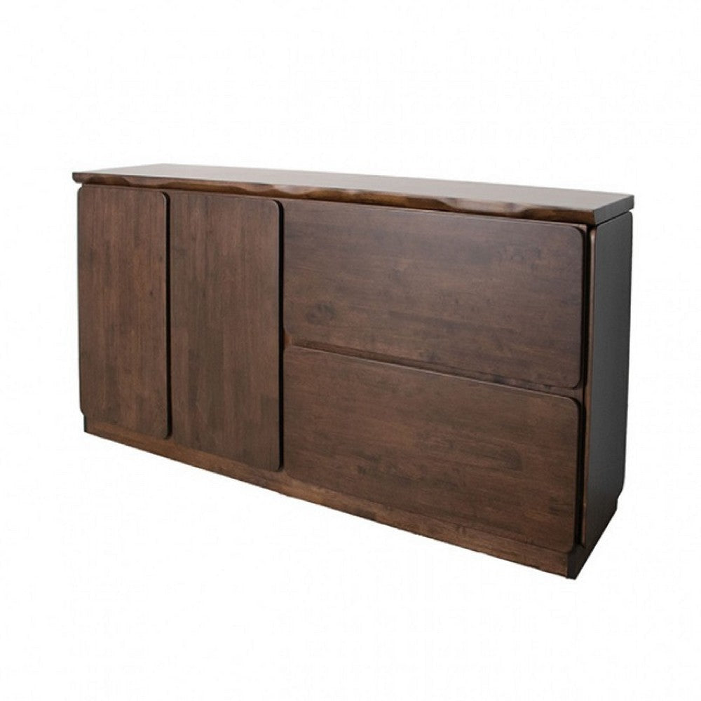 Vyva Sideboard Buffet Console | 2 Doors Drawers | Brown Solid Wood 71"