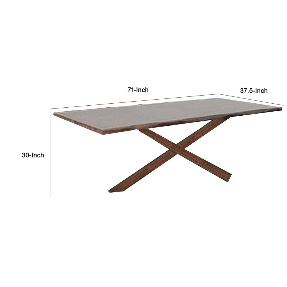 Vyva Dining Table | Triple Cut Live Edge | Walnut Brown Wood | 71"