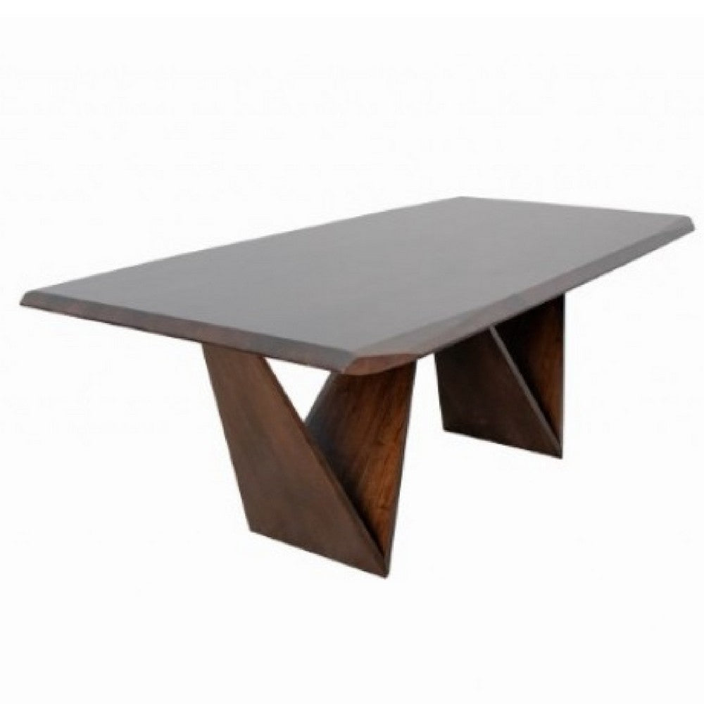 Rumy Dining Table | Diamond Profile Edges | Brown Solid Wood | 83"
