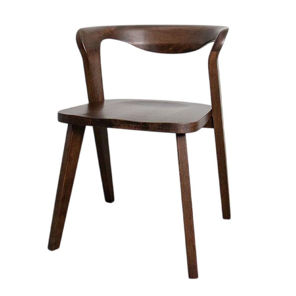 Rumy Dining Side Chair Set of 2 | Open Back | Walnut Brown Solid Wood BM333709
